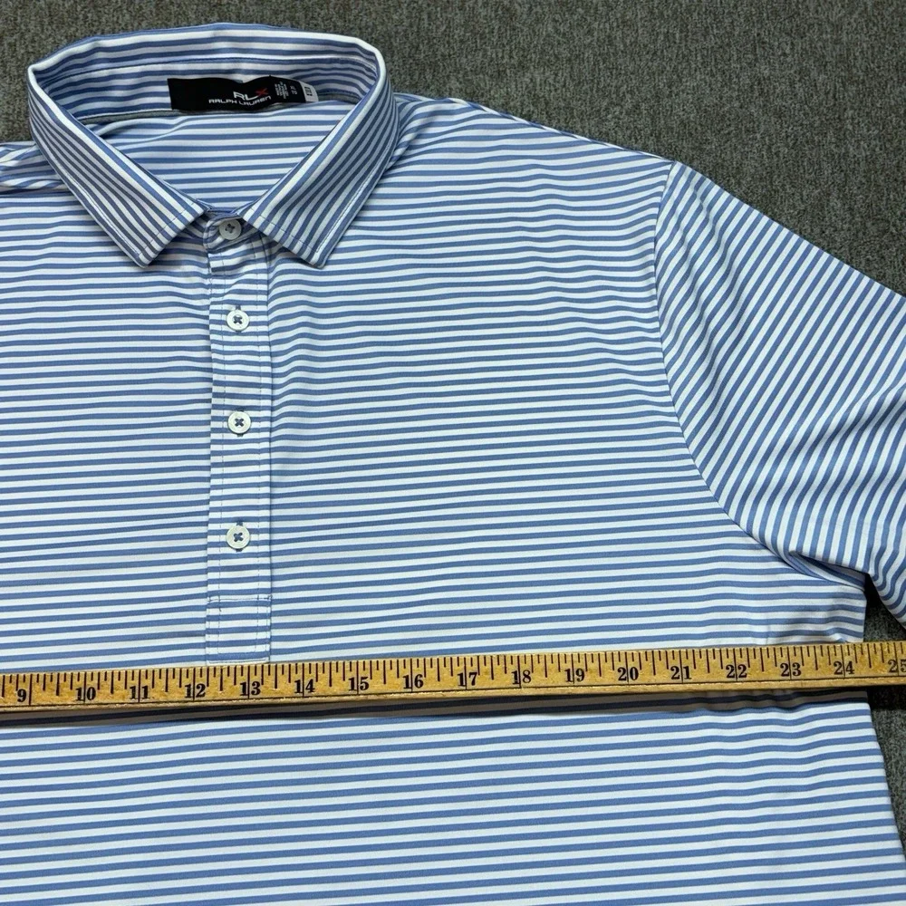 RLX‎ Ralph Lauren Performance Polo Mens XL Blue Striped Wicking